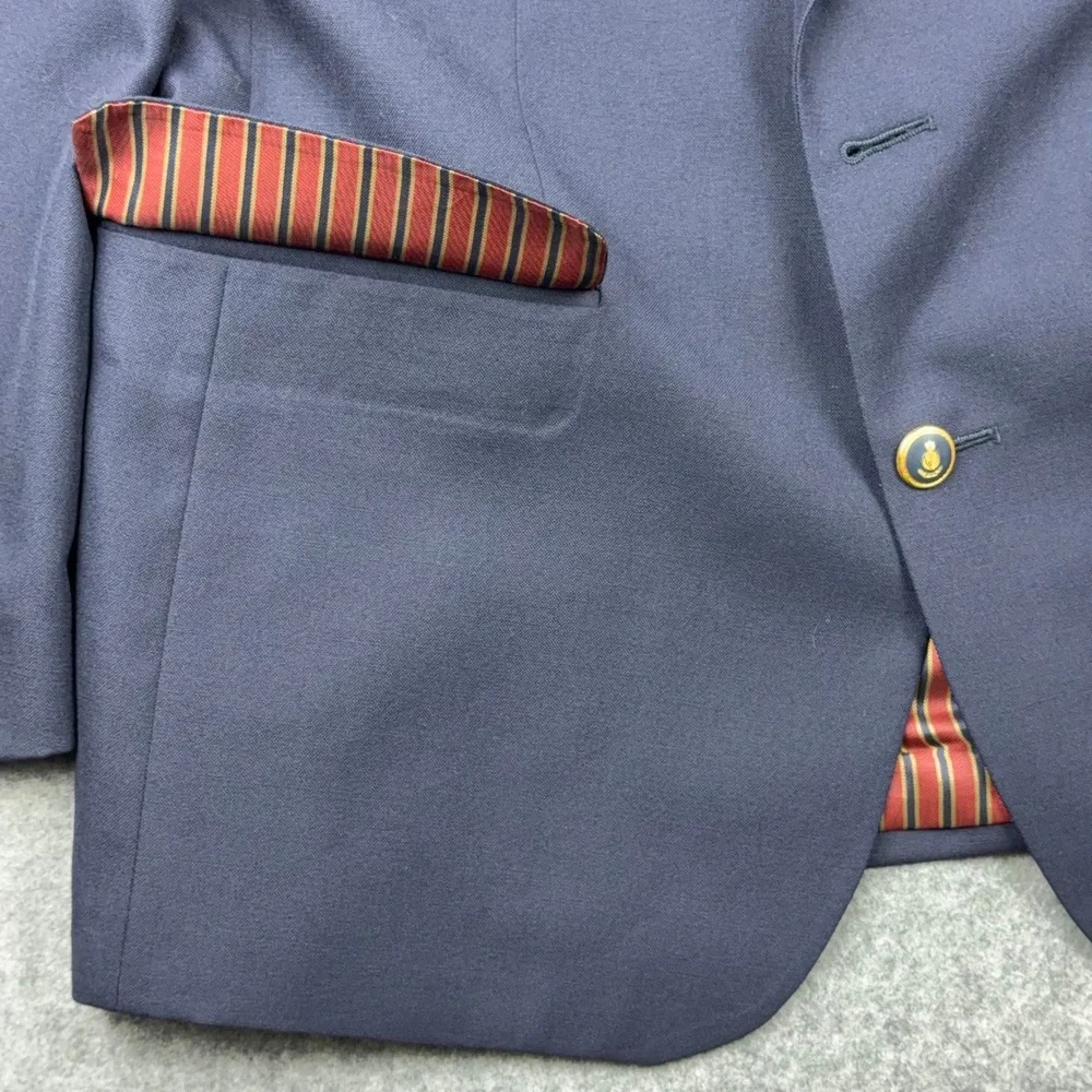 VTG Alexandre London Blazer Mens 42R Navy Blue Gold Button Wool Sport Coat UK